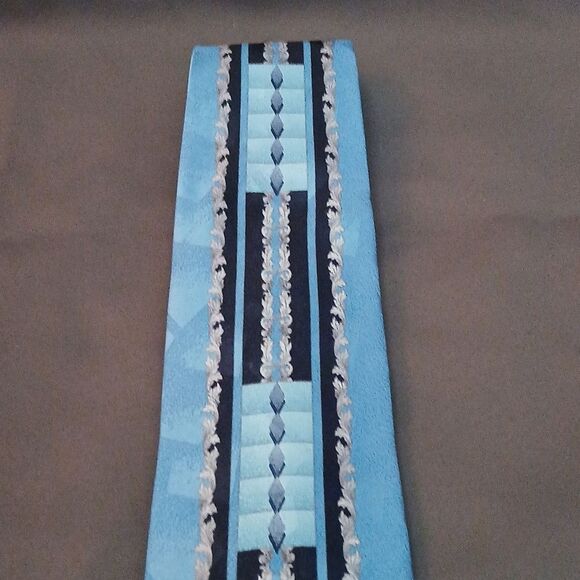 Fratello handmade baby blue, navy, and silver tie NWOT - Picture 3 of 8